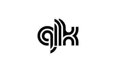 QLK Yaratıcı Eşsiz Modern Harf Logosu Tasarımı. Benzersiz bir harf dizaynına sahip stilize logo, soyut minimalist estetik ve modern cazibe sunar.