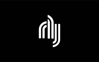 RLJ Yaratıcı Eşsiz Modern Harf Logosu Tasarımı. Benzersiz bir harf dizaynına sahip stilize logo, soyut minimalist estetik ve modern cazibe sunar.