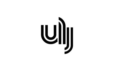 ULJ Yaratıcı Eşsiz Modern Harf Logosu Tasarımı. Benzersiz bir harf dizaynına sahip stilize logo, soyut minimalist estetik ve modern cazibe sunar.