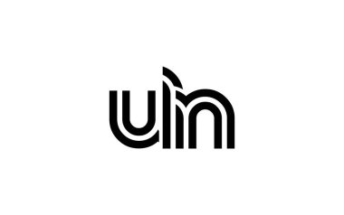 ULN Yaratıcı Eşsiz Modern Harf Logosu Tasarımı. Benzersiz bir harf dizaynına sahip stilize logo, soyut minimalist estetik ve modern cazibe sunar.