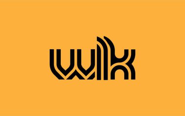 WLK Yaratıcı Eşsiz Modern Harf Logosu Tasarımı. Benzersiz bir harf dizaynına sahip stilize logo, soyut minimalist estetik ve modern cazibe sunar.