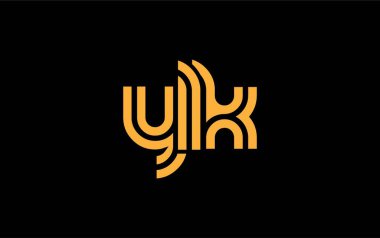 YLK Yaratıcı Eşsiz Modern Harf Logosu Tasarımı. Benzersiz bir harf dizaynına sahip stilize logo, soyut minimalist estetik ve modern cazibe sunar.