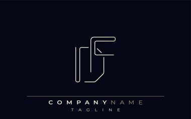DF Soyut Hat Biçimi Logosu. Harflerin D ve F Soyut Satır Biçiminin Minimalist Tasarımı