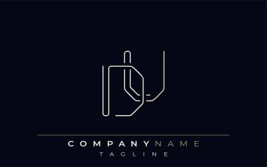 DU Soyut Hat Biçimi Logosu. Minimalist Tasarım Harfler D ve U Soyut Satır Biçimi