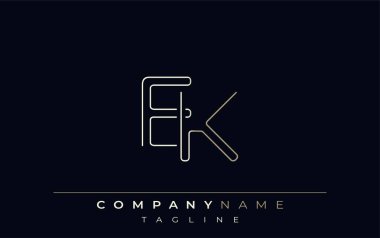 EK Soyut Satır Biçimi Logosu. E ve K Harflerinin Minimalist Tasarımı Soyut Satır Biçimi