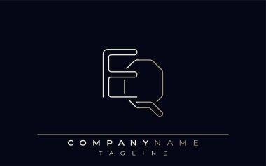 EQ Soyut Hat Biçimi Logosu. E ve Q Harfleri ve Soyut Satır Biçiminin Minimalist Tasarımı