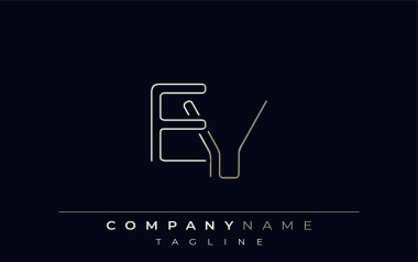 EV Soyut Hat Biçimi Logosu. E ve V Harfleri Özet Satır Biçiminde Minimalist Tasarım