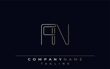 FN Soyut Hat Biçimi Logosu. Minimalist Tasarım Harfler F ve N Soyut Satır Biçimi