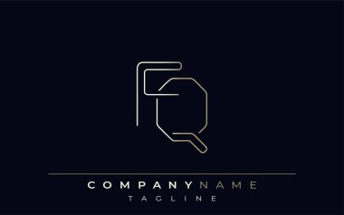 FQ Soyut Satır Biçimi Logosu. Minimalist Tasarım Harfler F ve Q Soyut Satır Biçimi