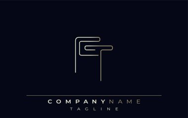 FT Soyut Hat Biçimi Logosu. Harflerin F ve T Soyut Satır Biçiminin Minimalist Tasarımı