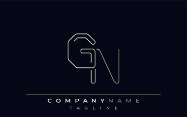 GN Soyut Hat Biçimi Logosu. Minimalist Tasarım G ve N Harfleri Soyut Satır Biçimi