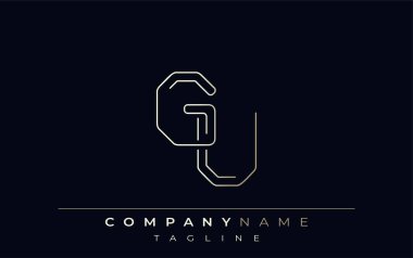 GU Soyut Satır Biçimi Logosu. Minimalist Tasarım G ve U Harfleri Soyut Satır Biçimi