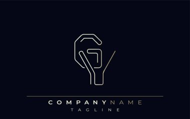 GV Soyut Hat Biçimi Logosu. Minimalist Tasarım Harfler G ve V Soyut Satır Biçimi