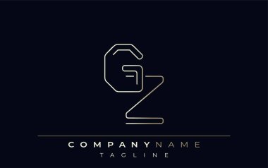 GZ Soyut Hat Biçimi Logosu. G ve Z Harfleri ve Soyut Satır Biçiminin Minimalist Tasarımı
