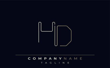 HD Soyut Hat Biçimi Logosu. H ve D Harfleri Özet Satır Biçiminde Minimalist Tasarım