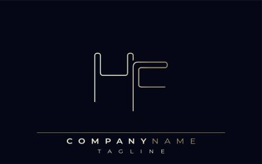 HF Soyut Hat Biçimi Logosu. H ve F Harfleri Özet Satır Biçiminde Minimalist Tasarım
