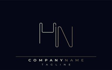HN Soyut Hat Biçimi Logosu. H ve N Harfleri Özet Satır Biçiminde Minimalist Tasarım