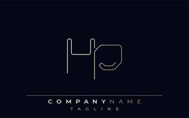 HP Soyut Satır Biçimi Logosu. H ve P Harfleri Özet Satır Biçiminde Minimalist Tasarım