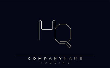 Merkez Soyut Hat Biçimi Logosu. H ve Q Harflerinin ve Soyut Satır Biçiminin Minimalist Tasarımı