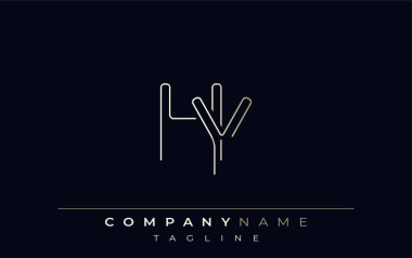 HY Soyut Hat Biçimi Logosu. H ve Y Harfleri Özet Satır Biçiminde Minimalist Tasarım