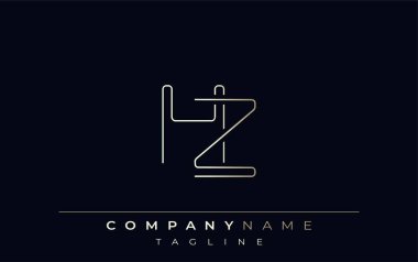 HZ Soyut Hat Biçimi Logosu. H ve Z Harflerinin Soyut Satır Biçiminin Minimalist Tasarımı