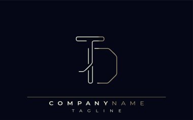 JD Soyut Hat Biçimi Logosu. Harflerin J ve D Soyut Satır Biçiminin Minimalist Tasarımı