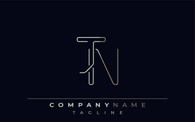 JN Soyut Hat Biçimi Logosu. Harflerin J ve N Soyut Satır Biçiminin Minimalist Tasarımı