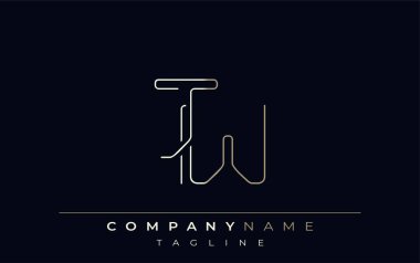 JW Soyut Hat Biçimi Logosu. Harflerin J ve W Soyut Satır Biçiminin Minimalist Tasarımı