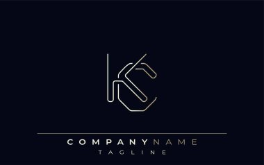 KC Soyut Satır Biçimi Logosu. Harflerin K ve C Soyut Satır Biçiminin Minimalist Tasarımı