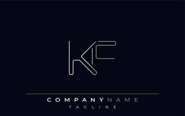 KF Soyut Satır Biçimi Logosu. Harflerin K ve F Soyut Satır Biçiminin Minimalist Tasarımı