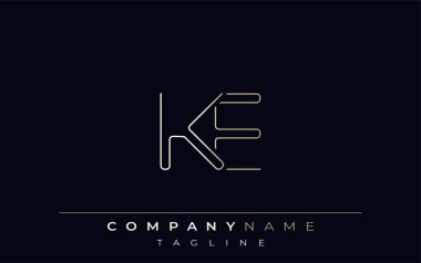 KE Soyut Satır Biçimi Logosu. Harflerin K ve E Soyut Satır Biçiminin Minimalist Tasarımı