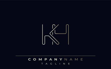 KH Soyut Satır Biçimi Logosu. Harflerin K ve H Soyut Satır Biçiminin Minimalist Tasarımı
