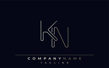 KN Soyut Satır Biçimi Logosu. Harflerin K ve N Soyut Satır Biçiminin Minimalist Tasarımı