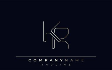 KR Soyut Satır Biçimi Logosu. Harflerin K ve R Soyut Satır Biçiminin Minimalist Tasarımı