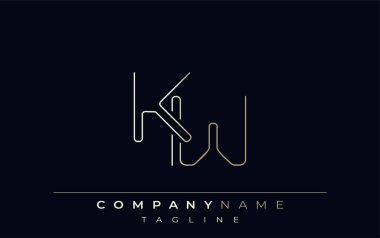 KW Soyut Satır Biçimi Logosu. K ve W Harflerinin Asgari Tasarımı Soyut Satır Biçimi