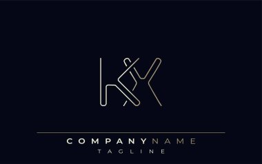 KX Soyut Satır Biçimi Logosu. Harflerin K ve X Soyut Satır Biçiminin Minimalist Tasarımı
