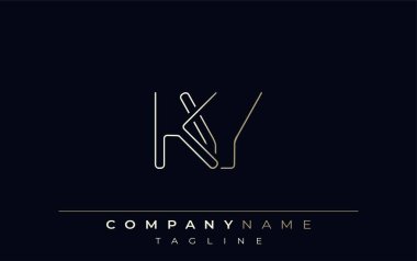 KV Soyut Satır Biçimi Logosu. Harflerin K ve V Soyut Satır Biçiminin Minimalist Tasarımı