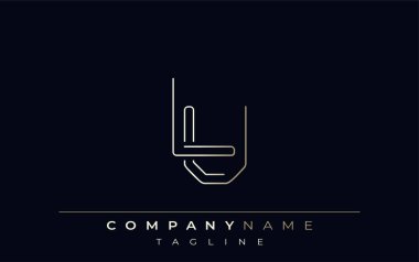 LU Soyut Hat Biçimi Logosu. Harflerin L ve U Soyut Satır Biçiminin Minimalist Tasarımı