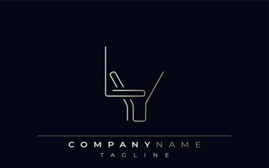 LV Soyut Hat Biçimi Logosu. Harflerin L ve V Soyut Satır Biçiminin Minimalist Tasarımı
