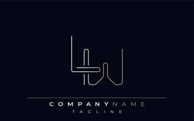 LW Soyut Hat Biçimi Logosu. Harflerin L ve W Soyut Satır Biçiminin Minimalist Tasarımı