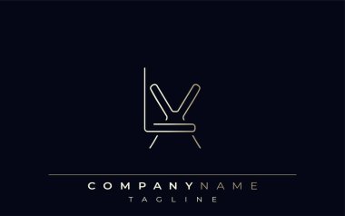 LX Soyut Çizgi Biçimi Logosu. Harflerin L ve X Soyut Satır Biçiminin Minimalist Tasarımı