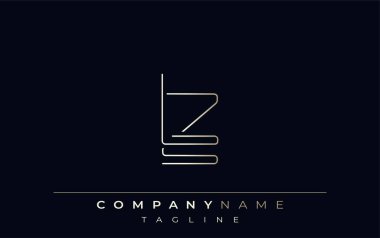 LZ Soyut Çizgi Biçimi Logosu. Harflerin L ve Z Soyut Satır Biçiminin Minimalist Tasarımı