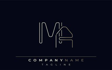 MA Soyut Hat Biçimi Logosu. Harflerin M ve Soyut Satır Biçiminin Minimalist Tasarımı
