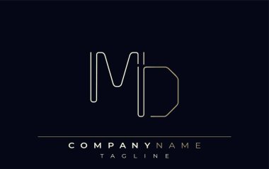 MD Soyut Hat Biçimi Logosu. Minimalist Tasarım Harfler M ve D Soyut Satır Biçimi