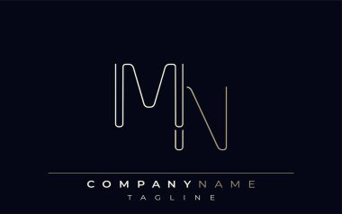 MN Soyut Hat Biçimi Logosu. Minimalist Tasarım Harfler M ve N Soyut Satır Biçimi
