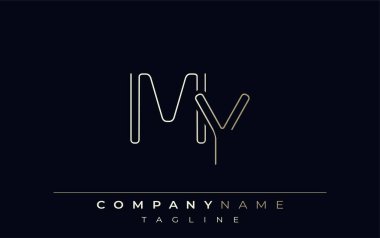 Soyut Çizgi Tarzı Logom. Minimalist Tasarım Harfler M ve Y Soyut Satır Biçimi