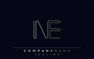 NE Soyut Hat Biçimi Logosu. Harfler N ve E Soyut Satır Biçiminin Minimalist Tasarımı