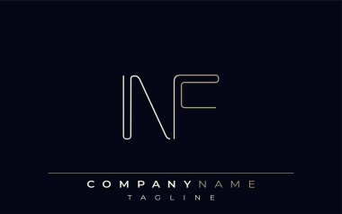NF Soyut Hat Biçimi Logosu. Harfler N ve F Soyut Satır Biçiminin Minimalist Tasarımı