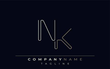 NK Soyut Satır Biçimi Logosu. Harflerin N ve K Soyut Satır Biçiminin Minimalist Tasarımı