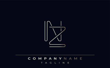 NZ Soyut Hat Biçimi Logosu. Harfler N ve Z Soyut Satır Biçiminin Minimalist Tasarımı